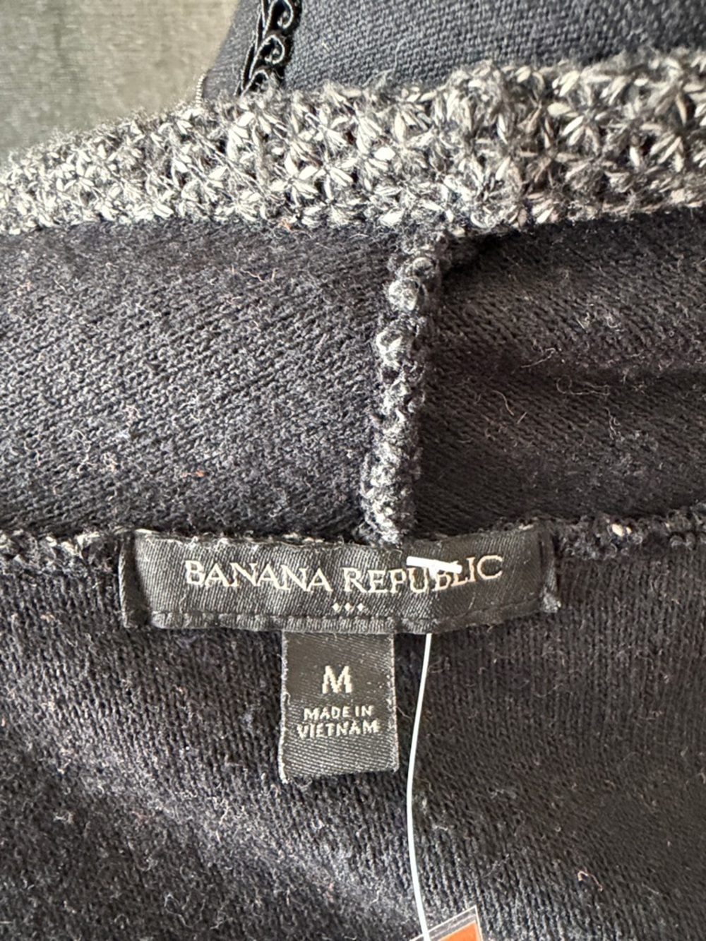 Banana Republic Gray Tweed Cardigan with Black Shawl Lapel - Picture 2 of 5